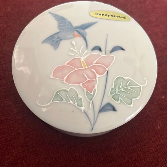 Vintage Otagiri Japan Handprinted Hummingbird Trinket Box NEW - Picture 1 of 5